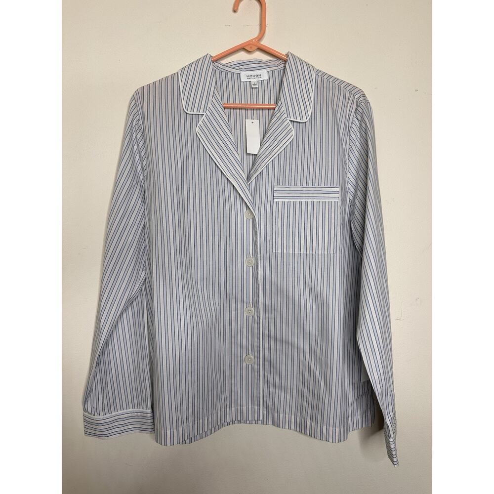 Talbots Haven Well Within Striped Cotton Pajama Top Size Small Blue White